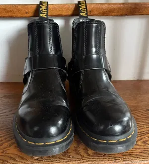 Dr. Martens Black Leather Harness Boots Size 6 EUC thumbnail 1