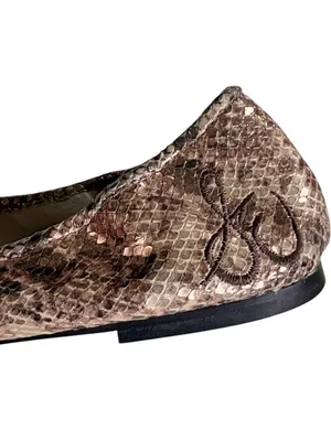 EUC Sam Edelman Leather Felicia Ballet Flats Rose Gold Snakeskin Size 10 thumbnail 3
