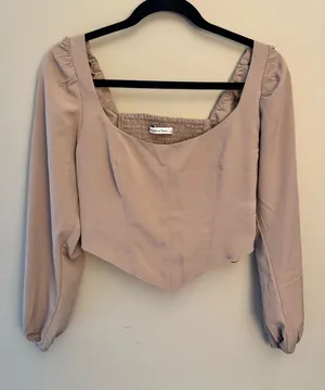 Long-Sleeve Sweetheart Corset Top thumbnail 1
