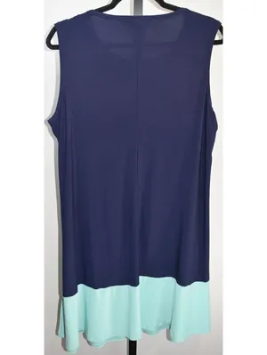 Blu Sage Colorblock Sleeveless Shift Dress Navy Mint Plus Size 16W Professional thumbnail 2