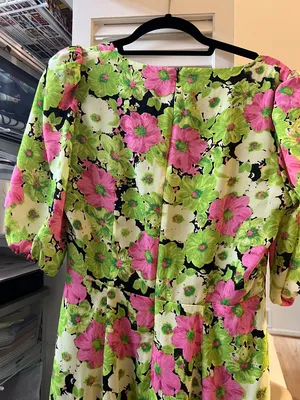 WAYF Floral Green & Pink Midi Dress thumbnail 4