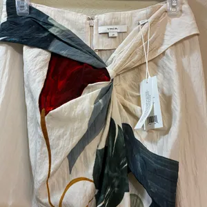 VINCE Floral Twist Front Maxi Skirt Abstract White Draped Resort Women’s Small thumbnail 7