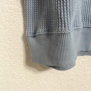 Aerie Womens Top Shirt Light Blue Waffle Knit Long Sleeve Comfort Size Medium thumbnail 7