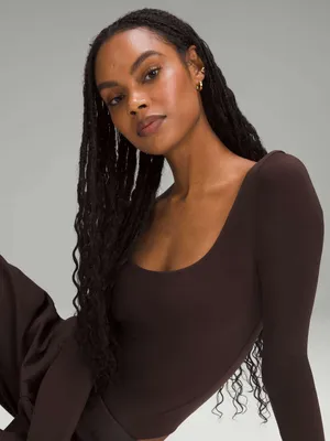 Lululemon • Wundermost Ultra-Soft Nulu Square-Neck Long-Sleeve Bodysuit brown thumbnail 5