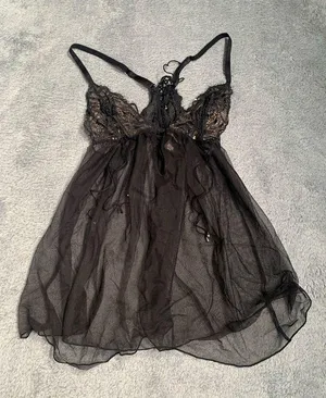 Victoria’s secret Black Sheer Lace Lingerie chemise medium thumbnail 1
