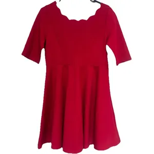 Lulu's Tip The Scallops Red Fit & Flare A-line Dress Sz L NWT Wedding Party Chic thumbnail 3