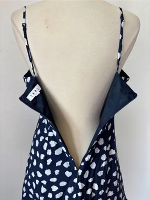 THML Navy Blue & White Pom Pom Trim V-Neck Sleeveless Dress thumbnail 5