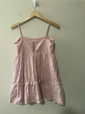 Aritzia Sunday Best Hayes Dress tiered mini dress organic cotton linen pink XS thumbnail 3