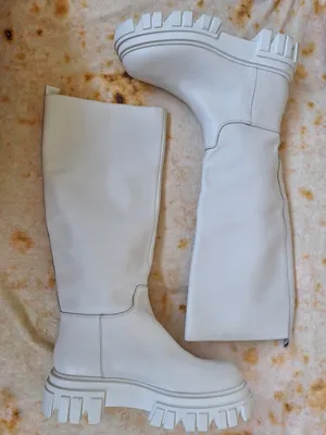 Marc Fisher LTD Malena White Leather Tall Lug Sole Platform Boots Size 8.5 thumbnail 8