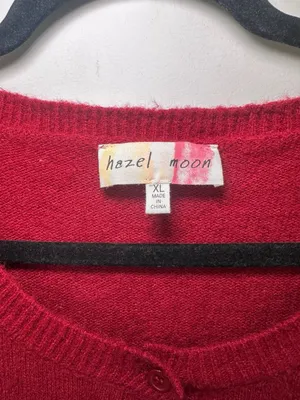 Hazel Moon Cardigan Size XL Red Button Front Bow Pockets Knit Sweater thumbnail 2