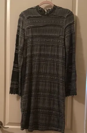 POL Elegant Dark Gray Fully Lined Lace &‎ Crochet Dress size smal thumbnail 1