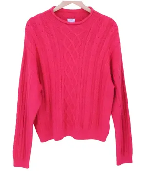 J Crew 2024 Roll Neck Cable Knit Sweater Size L Pink Fisherman Coastal Preppyl thumbnail 1