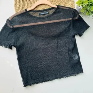 BRANDY MELVILLE Black Porter Sheer Glitter Top‎ thumbnail 3