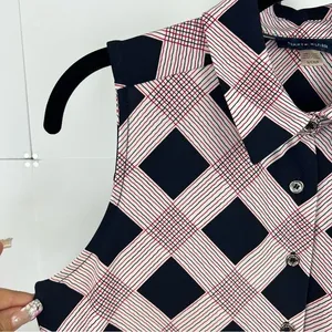 Y2K Tommy Hilfiger Sleeveless Button Front Top Womens Small Plaid Stretch Preppy thumbnail 6