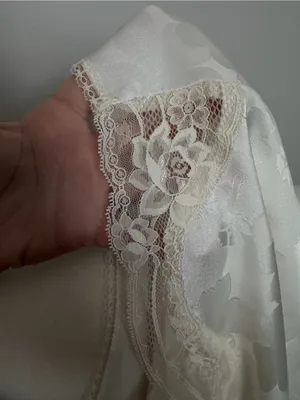 Vintage Lily Of France Nightgown Nighty Dress Satin Floral Lace Ivory Cream thumbnail 12