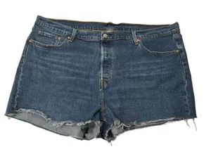 Levi's 501 Womens Denim Jean Shorts‎ 22W Plus Size Button Fly Frayed Hem Blue thumbnail 1