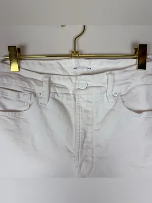 Good American Good Straight High Rise Raw Hem White Jeans Size 4/27‎ thumbnail 8