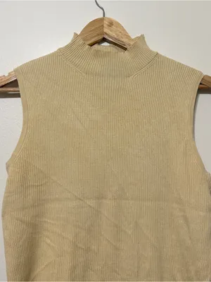 Vintage Silk Ribbed Knit Top Size Medium Butter Yellow Cream Blouse Vtg 90s thumbnail 3