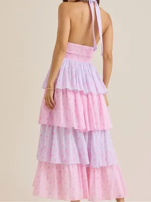 NEW NEW Altar’d State Purple and Pink Floral Fiora Halter Maxi Dress Size XS NWT thumbnail 4