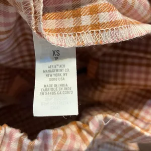 New Aerie Pleated Mini Skirt Pink‎ Brown Gingham Plaid Size XS $49.95 Preppy thumbnail 10
