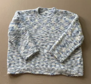 Marled Fuzzy Oversized Crew Knit Sweater Gray thumbnail 1