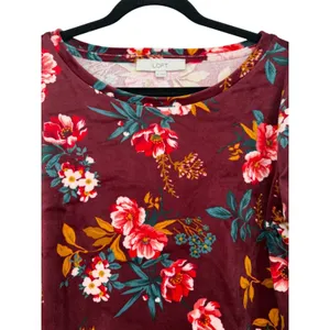 NWT LOFT Floral Velour Drawstring Hem Popover Blouse Top Long Sleeve Size Medium thumbnail 6
