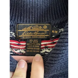 Eddie Bauer Vintage 90s Y2K Cotton Knit Sweater Textured Flowers Collar Women's Size Medium thumbnail 6