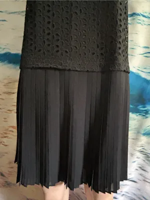 Loft Women’s Black Lace & Pleated Hem Sleeveless Dress SZ 6 NWT thumbnail 8