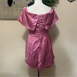 Lulus Always Celebrating Mauve Pink Satin Off-the-Shoulder Mini Dress thumbnail 5