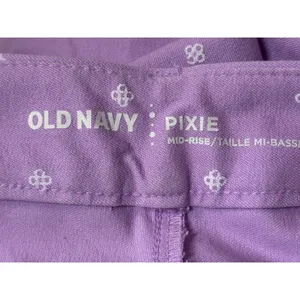 Old Navy Pixie Scallop Pants 10‎ Purple Floral Embroidered Preppy Cottagecore thumbnail 6