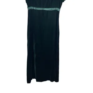 Donna Ricco Velvet Emerald Green Maxi Short Sleeve Empire Waist Dress 8 thumbnail 3