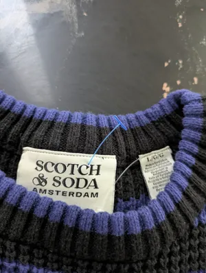 Scotch & Soda Blue And Black Crewneck Sweater Size Large thumbnail 4