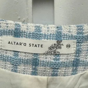Altar'd State Womens' Blue White Plaid Cropped Tweed Vest Sleeveless Top Size XS thumbnail 4