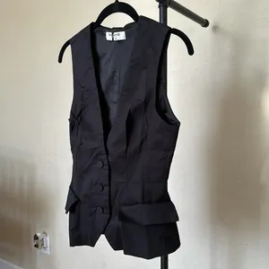 JULIET House of CB BLACK SLEEVELESS TUXEDO TOP‎ USD $139 size M vest thumbnail 10