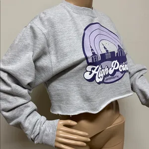 NWOT High Point University Cropped Sweatshirt gray & purple size M thumbnail 3