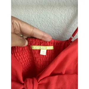 Gianni Bini Red Linen Knot Front Wide Leg Jumpsuit NWT Sz 8 Girl Retro Coquette thumbnail 5