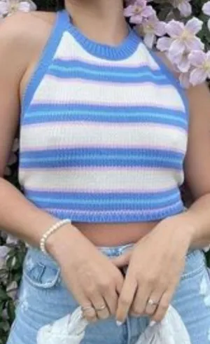 Striped Halter Crop Top thumbnail 1