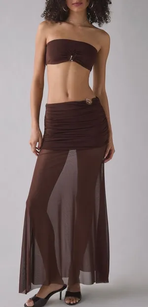 Urban Outfitters Brown Sheer Illusion 2-Piece Set thumbnail 1