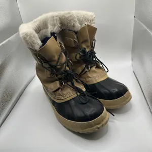 Sorel Manitou Vintage Winter Snow Boots Leather Rubber Wool Liner Made in Canada thumbnail 2