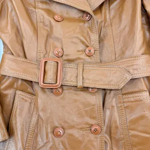 Vintage 70s Leather Jacket Brown Double Breasted Belted Union Made in USA Retro thumbnail 5