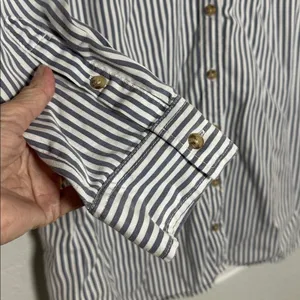 Abercrombie & Fitch Blue White Stripe Shirt Dress Pockets Preppy Beach Old Money thumbnail 2