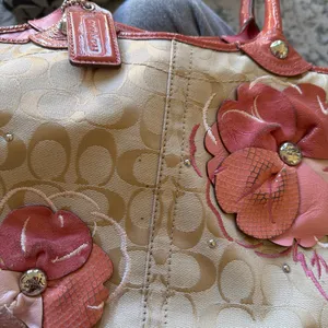 Coach Tan and Red Floral Tote thumbnail 5