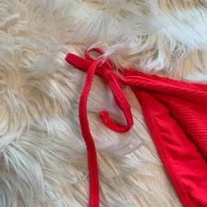 Topshop Women's Size 10 Red Crinkle High Rise Tie Bikini Bottoms‎ Stretch thumbnail 4
