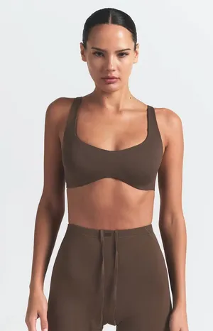 Nike Skims Matte Shaped Bottom Scoop Bra Dark Sepia Size Small thumbnail 1