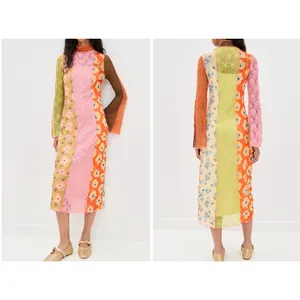 CeliaB Patchwork Floral Lace Bell Sleeve Dress Boho Cottagecore Whimsical Large thumbnail 2