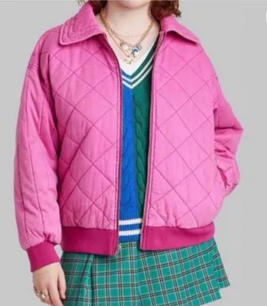 Wild Fable Women's Oversized Woven Quilted Bomber Jacket Size Small thumbnail 1