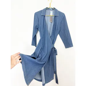 Tuckernuck J. Mclaughlin Lila Indigo Cotton Stretch Denim Wrap Dress Size Medium thumbnail 11