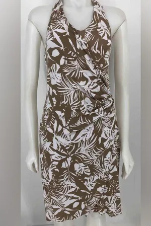 Tommy Bahama White and Tan Leaf Print Dress thumbnail 8