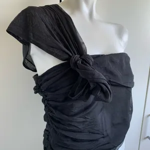 Anthropologie Maeve by black one shoulder tulle bow pullover size large blouse thumbnail 2