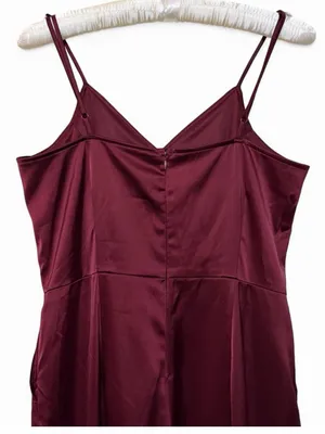 Lulus Women’s Touch of Heaven Burgundy Satin Sleeveless Jumpsuit size Large thumbnail 13